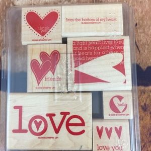🌸 Stampin Up Hearts & Love Wood Rubber Stamps NOS